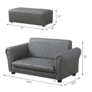 Getifun Kids Sofa Chair with Ottoman/PVC Leather Toddler Couch with Plastic Legs/Upholstered Children Armchair for Kids Under 4 Years Old/Double Seat with Stool (Gray) Getifun Kids Sofa Chair with OttomanPVC Leather Toddler Couch with Plastic LegsUpholstered Children Armchair for Kids Under 4 Years OldDouble Seat with Stool Gray