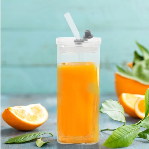 Vasos de vidrio con tapa y pajita herméticos Uonlytech para evitar derrames accidentales 6