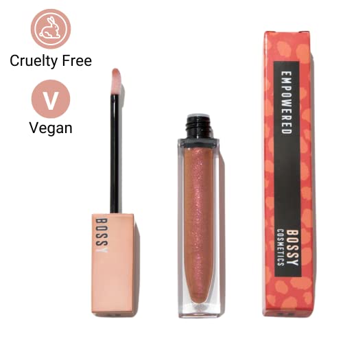 Bossy Cosmetics Vegan Lip Gloss For Soft Lips, Plumping, Hydrating Non-Stick Lipgloss For Women, Provides Maximum Shine, Paraben And Cruelty Free (Empowered - Peach Color) #TOP5