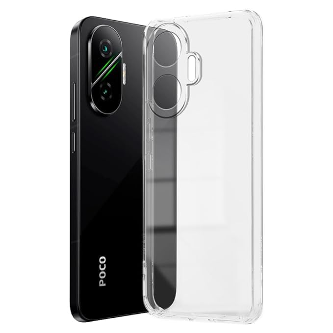 Image of Fashionury Crystal Clear Case for Poco F7 5G | Yellowing Resistance | Transparent TPU Silicone | Raised Camera Lips | Slim Transparent Cover