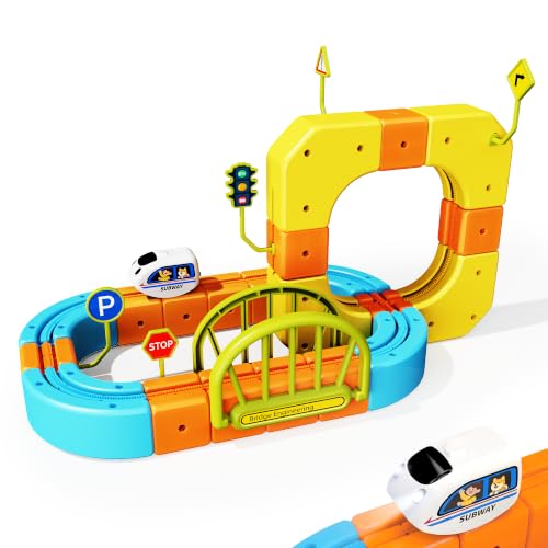 Bluocean Electric Train Set 91PCS Standard 3D STEM Track Toy