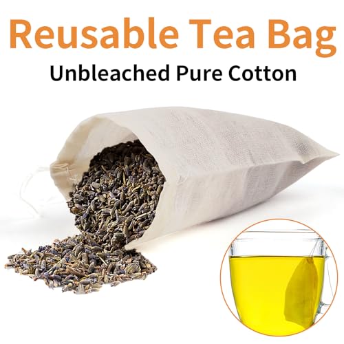60 Pcs Empty Spice Bags for Cooking Soup, 3x4 In Natural Muslin Drawstring Bag, Reusable Tea Bags for Loose Tea, Small Cheese Cloth Cotton Bag for Straining, Unbleached Cheesecloth Herb Sachet Bag by Hoiny - Image 4