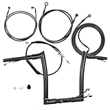 TIGERSGATE 14' Rise Pre-wired 1.5' Fat Road Glide Ape Hanger Handlebar(Pre-installed CAN-Bus & TBW Wires) with 3 Brake Lines & 1 Clutch Cable Kit for 2021-2023 Harley Road Glide Models, Black