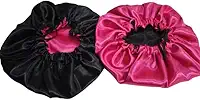 2 touca de cetim dupla face toca dupla face de cetim preta com pink (preta com pink, cabelos curtos e médios)