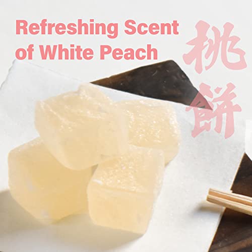 Japanese Gummy Mochi Candy Individually Wrapped, Momo White Peach Flavor, Plant-Based Kanten Agar Sweets 300G【Yamasan】 #TOP1