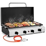 LIFERUN Tischgasgrill mit 4 Edelstahl-Brenner(9.6KW),groß Tischgrill mit...