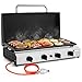 LIFERUN Tischgasgrill mit 4 Edelstahl-Brenner(9.6KW),groß Tischgrill mit Deckel(Grillfläche 74×35cm),Campinggrill Keramische Lackbeschichtung Grillplatte,Balkongrill für Familien,Gartenpartys,Feiern
