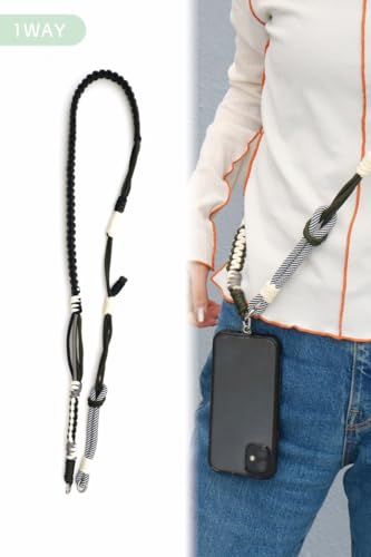 [macaroni edge] マカロニエッジ ソロモン編み スマホショルダー ストラップ 3WAY 斜めがけ iPhone ショルダー 付け替え 韓国雑貨 (グリーン×グリーン)