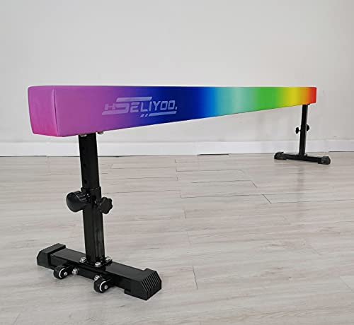 Seliyoo 8ft Adjustable Gymnastic Beam,high-Low Level Competition Type,Faux Suede Cover with Legs and Wheels - Thumbnail 6