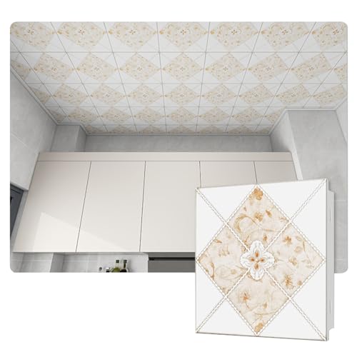 Tuiles de plafond en aluminium - Panneaux muraux décoratifs pour intérieur - Cuisine - Salle de bain - Sous-sol - 15 pièces - 30 x 30 cm - Plaques à soufflet - Installation facile - Revêtement de toit