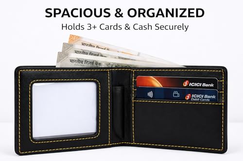 Image of Customized Wallet for Men with Name & Charm (Black) | Personalised Stylish Leather Wallet for Boy | Personalized Unique Gift with Card Slots & Cash Compartment for Boys, Employees