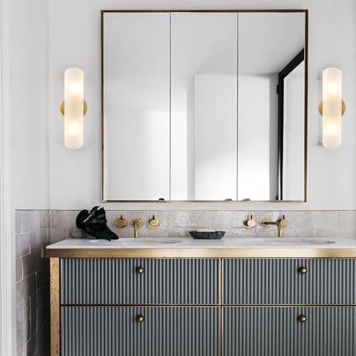 Iluminación de tocador moderna con aplique de pared de vidrio de 2 luces 4