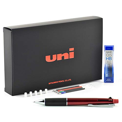 uni JETSTREAM 4&1 - Red, Green, Blue and Black 0.7mm ink + 0.5mm Pencil with Exclusive Box (Red)