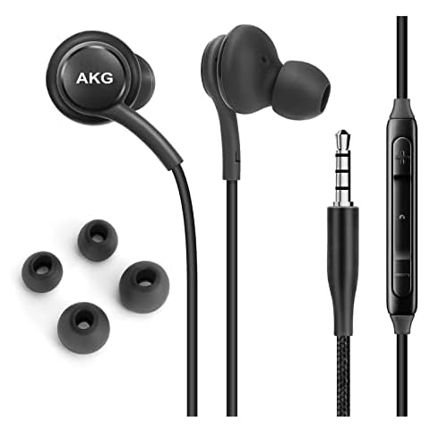 UrbanX OEM 2019 Stereo Headphones with Exceptional Sound Quality, Braided Cable with Microphone & Volume Buttons for Samsung Galaxy F34/M34/A24/F14/M14/A14/F04/A04/A23/M04/F23/M33/A23/S10/S10e (Black) Cover