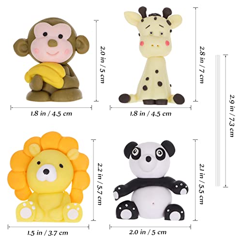 Toyvian 4pcs Decorações de bolo de animais Animals Birthday Bolo Picks Decoração de bolo (Panda, Leã