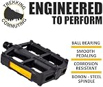 Pédales de vélo de montagne BV 9/16" pour VTT, BMX, vélo de route, vélo électrique, cyclisme urbain - Plateforme plate légère et large - Antidérapantes, durables, s'adaptent à la plupart des vélos pour adultes