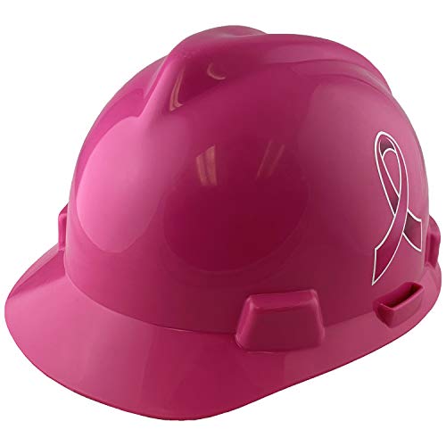 Msa V Cap Style Hard Hats With Breast Cancer Awareness Ribbon Decals - Hot Pink Hard Hat #TOP28