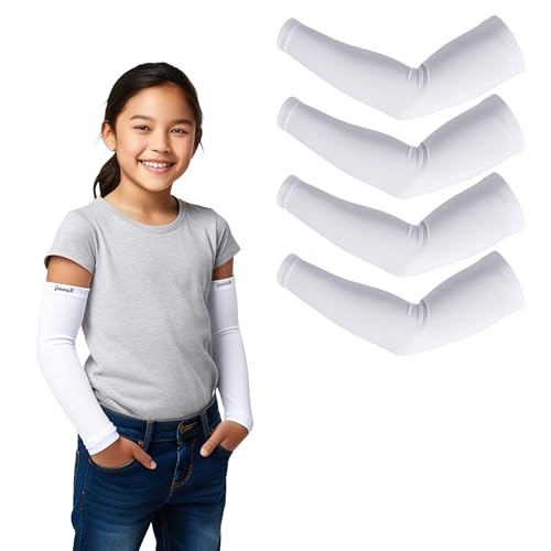 Image of Kids Arm Sleeves - Protective Arm Covers for Boys & Girls, Ages 5-13, UV Sun Protection, Perfect for Sports, Cycling, Running, and Outdoor Activities