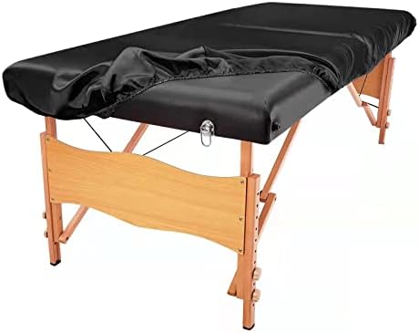 Massage Table Cover,Silky Massage Table Fitted sheets,Stain-Resistant,Reusable,Machine Washable Spa Bed Sheet(Massage Table Not Included) (black)…