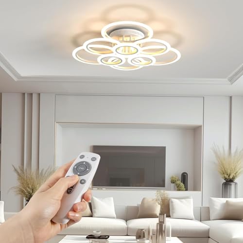 RUYI Modern LED Deckenleuchte Dimmbar mit Fernbedienung 9-Ring...