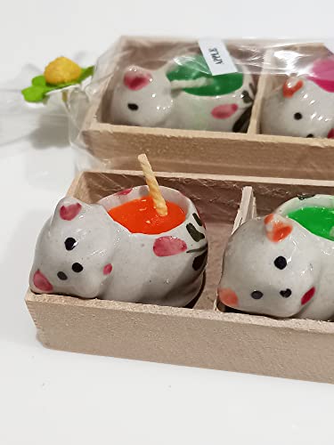 Spa Candle Relaxed Aroma Candle With Ceramic Cup (2 Packs) Turtle, Nemo, Whale, Heart, Jar, Star, Rabbit, Elephant, Cat, Chicken. (Cat) #TOP2