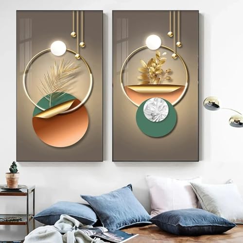 Affiche géométrique abstraite dorée pour habiller un mur vide
