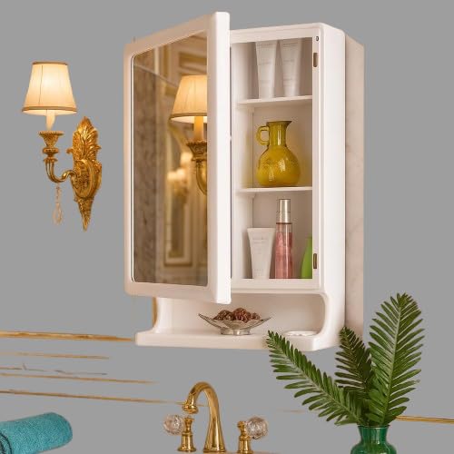 NEUTRINO Luxury Bathroom Cabinet with Mirror| Crafted from Premium ABS | Great Looking & Impressive | Durable & Heavy | Multi-Level Storage and Hidden Toothbrush Holder | Makeup Accessories Organizer-image-8