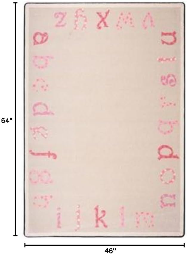 Joy Carpets Kid Essentials Infants & Toddlers Polka Dot Abc's Rug, Pink, 3'10" x 5'4"