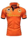 Amaci&Sons Herren Poloshirt Basic Kontrast Monaco Stickerei Kurzarm Polohemd T-Shirt 5108 Orange L