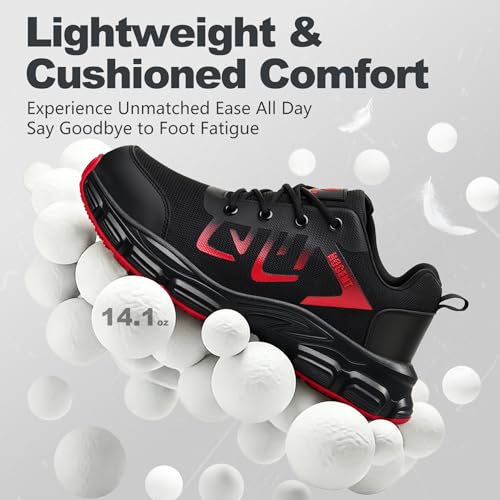 Image of Hogent Steel Toe Shoes for Men Lightweight Comfortable Non Slip Work Shoes Women Puncture Proof Safety Sneakers for Industrial Construction & Daily Life