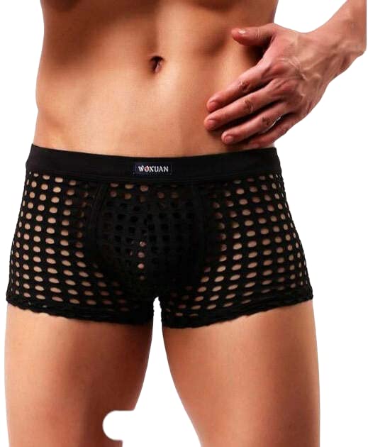 Image of PANTEASY Men's Solid Low Rise Comfortable Cotton Blend See Through Trunk Boxer Underwear, Underpants