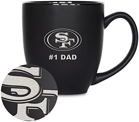 Rico Industries NFL Football #1 Dad 15oz Laser Engraved Matte Black Ceramic Bistro Mug - for Hot or Cold Drinks - Image 7