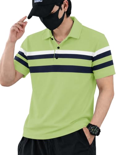 Image of Noble Monk Men's Striped Polo Neck Half Sleeve Casual T-Shirt with Regular Fit