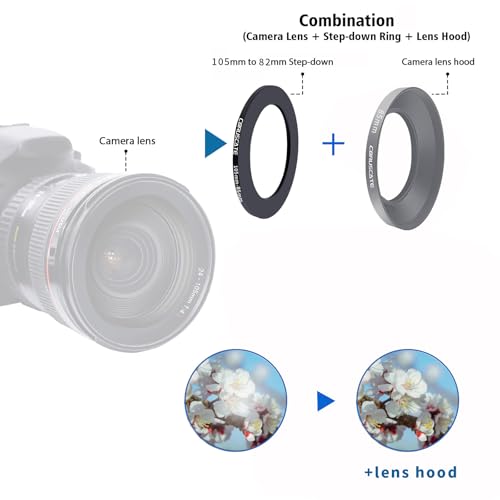 Anillo Adaptador de Filtro para Cámara 105 mm a 82 mm, Anillos Metálicos Adaptadores de Lente Compatibles con Todas las Lentes de 105 mm y Accesorios de 82 mm + Paño de Limpieza para Lentes miniatura 6