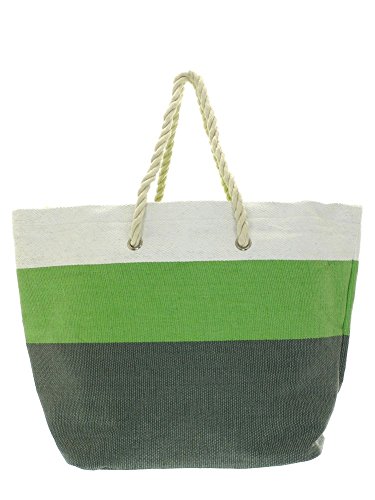 DivaDesigns Over Sized Summer Striped Beach Tote Bag Green