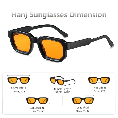 Image of Hanj Rectangle Retro Sunglasses for Women Men Vintage Square Sun Glasses Fashion Classic 90s Shades