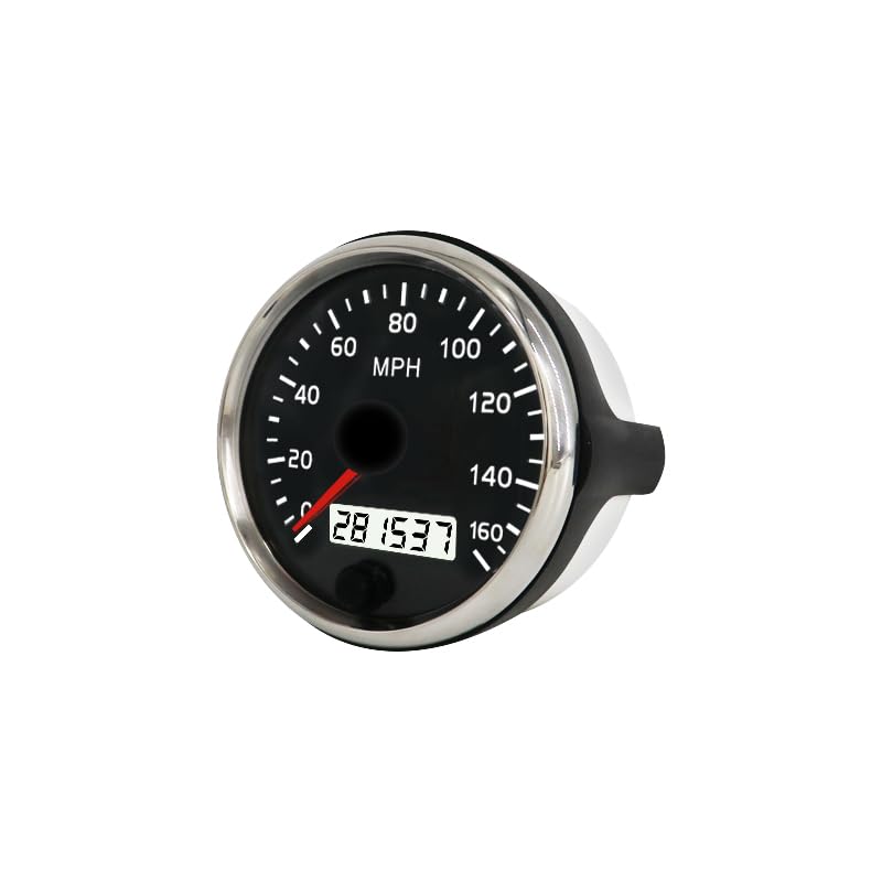 85mm Speedometer Gauge 3.3" – 12V/24V 0-160MPH LCD Display with White & Amber Backlight for Car, Truck & Boat
