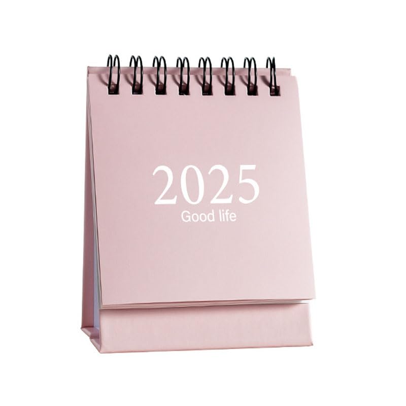 2024 Neujahrskalender, kleiner Schreibtischkalender, einfacher Schreibtisch-Spule, Notizblock, Kraftpapier, Kalender, Tagesplaner, Jahreskalender, Organizer, Bürobedarf, 7,5 x 10 cm (Rosa)