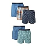 Hanes Men's Tagless Boxer with Exposed Waistband, Multiple Packs Available, 5 Pack-Printed Assorted,...