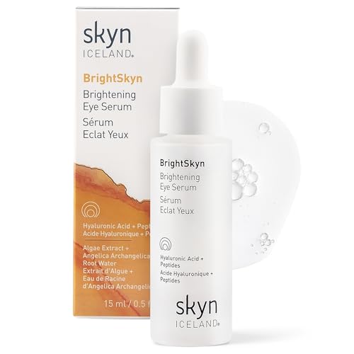 Skyn ICELAND Brightening Eye Serum, Peptides And Hyaluronic Acid Treatment, Helps Smooth Wrinkles, Improve Elasticity And Brightness. Lightweight Hydrating Formula For Under Eye Area, 0.4 Fl Oz