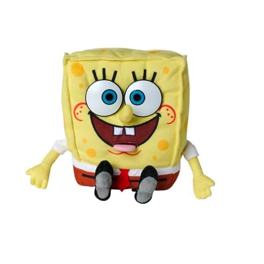 Simba 109491008 - Spongebob Schwammkopf Plüschfigur (30 cm) mit witzigen Funktionen & Sounds, Spielzeug-Kuscheltier für Fans & Kinder ab den ersten Lebensmonaten