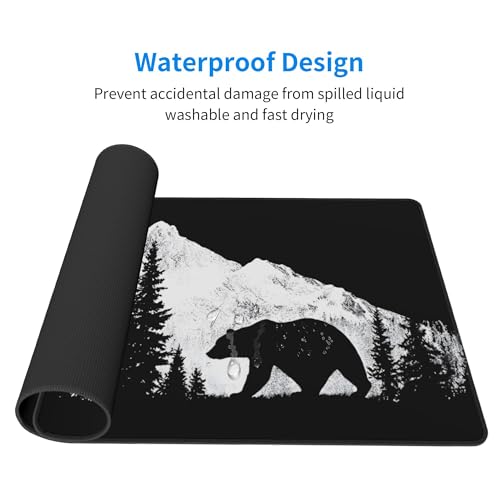 Image of Forest Bear Extended Gaming Mouse Pad, with Stitched Edges Large Mouse Pad Desk Protector, Rubber Base Mousepad Keyboard Mouses Mat for Work Game Office Home- 32 inch X 12 inch Inch,E50