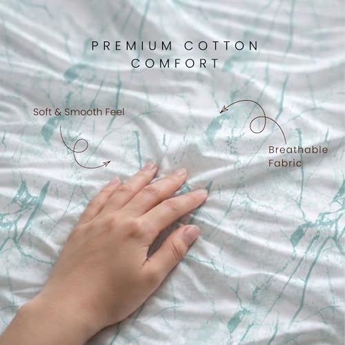 Image of VELOURA Tie-Dye Bedsheet Set, 100% Cotton, King Size 108x108 Inches, 300 Thread Count, with 2 Pillow Covers, Green