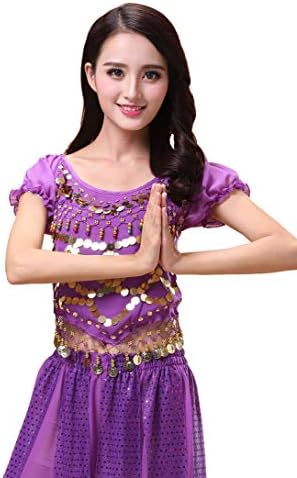 Costume Bollywood Danse Du Ventre 2 Pièces – Haut + Pantalon Avec Perles Et Pièces, Taille Ajustable 150-170 Cm Bleu
