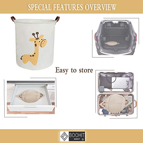 Boohit Storage Baskets,Canvas Fabric Laundry Hamper-Collapsible Storage Bin With Handles,Toy Organizer Bin For Kid's Room,Office,Nursery Hamper, Home Decor (Giraffe) #TOP5