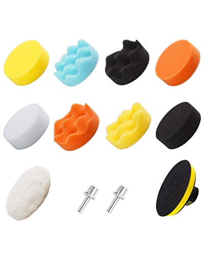 Mido Professional Abrasive Buffing Pads For Drill 22Pcs Foam Drill Buffing Kit Car Drill Polishing Kit For Car Sanding, Buffing, Waxing(18 Pads+2 Drill Adapters+2 Suction Cups) #TOP4