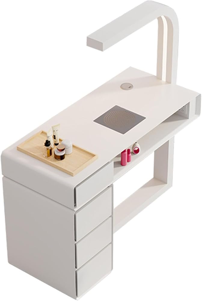 Tavolo professionale in legno per manicure con raccoglitore di polvere per salone spa e casa, stazione di lavoro di bellezza per la cura delle unghie e l'arte