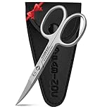 FABINOC® Curved Nail Scissors for Finger & Toenails | German Quality Stainless Steel | Small Sharp Bathroom Scissors for Eybrow, Nose, Moustache Trimming