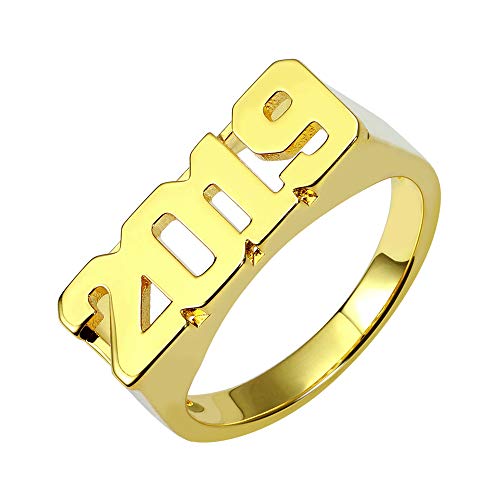 AILIN 925 Sterling Silver/Brass Name Ring Personalized Year Initial Statement Rings Gold/Rose Gold Color Party Birthday Jewelry With Gifts Box For Men Women2