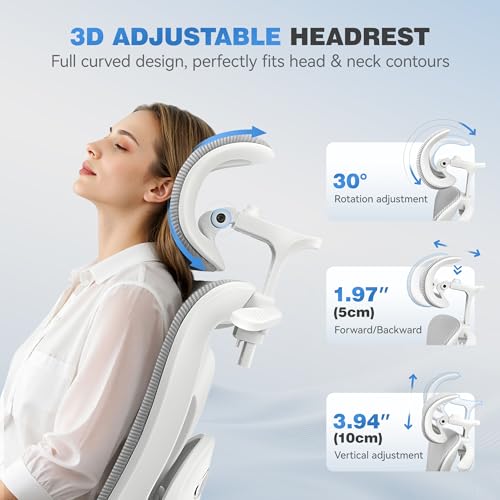 Image of Ergonomic Desk Chair, Breathable Mesh Office Chair for Long Hours, 8 Pack | Adjustable Lumbar Support for Back Pain Relief, 4.33'' Thick Foam Cushion, 3D Headrest, Computer Chair for Home Office, Gray